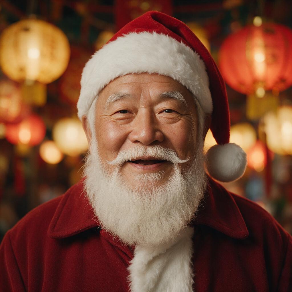 Golden Lantern Santa