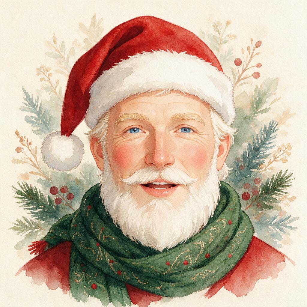 Watercolor Santa